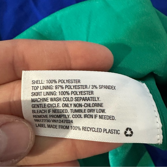 CUSHNIE For Target Colorblock Pleated Midi Dress Navy/Green NWT Sz 10 Modern - Picture 12 of 12